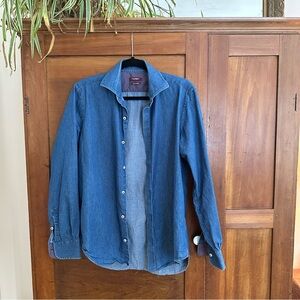 100% Cotton Blue Denim Button-Up Shirt